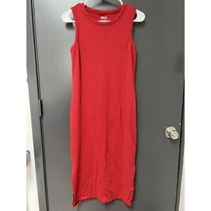able shilpa boho minimalist red tank midi dress cotton modal blend size S